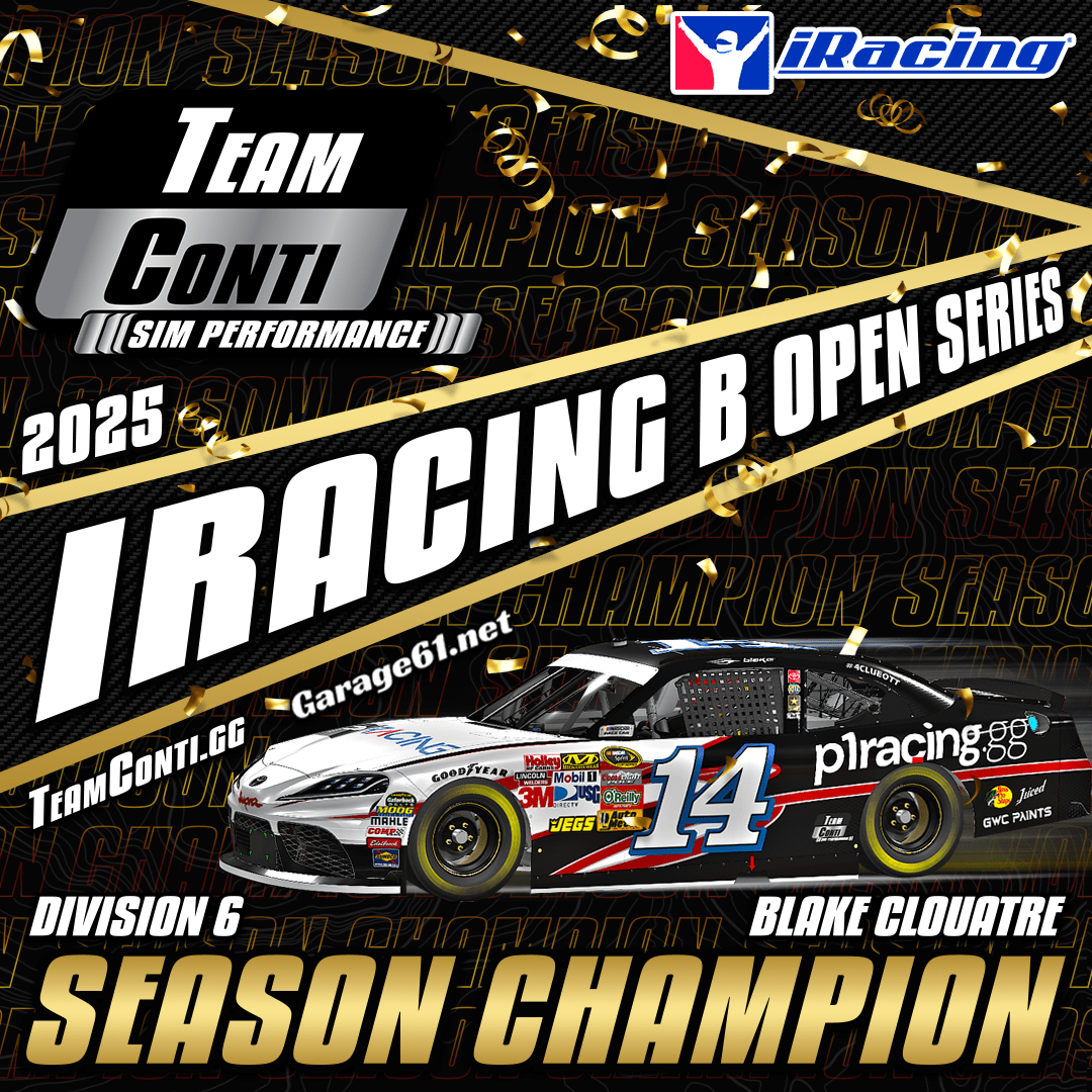 Blake Clouatre Brings the Division 6 B Open Championship Home to TCSP! - Team Conti Sim Performance