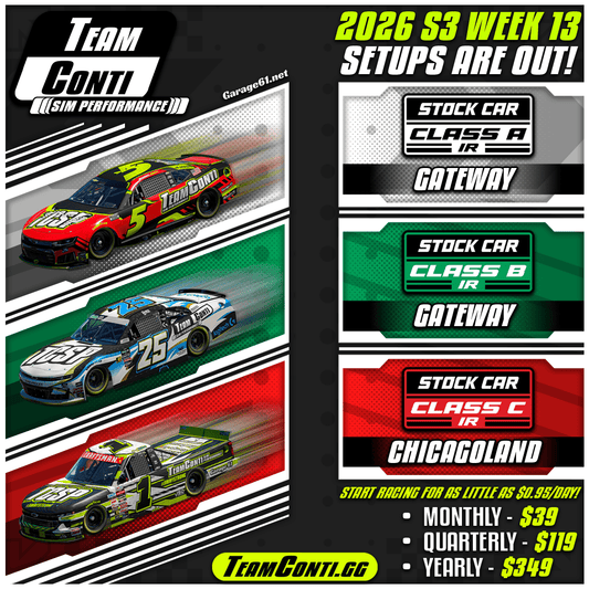 iRacing Season 3 Week 13 Setups Available: WWT Raceway and Chicagoland - Team Conti Sim Performance