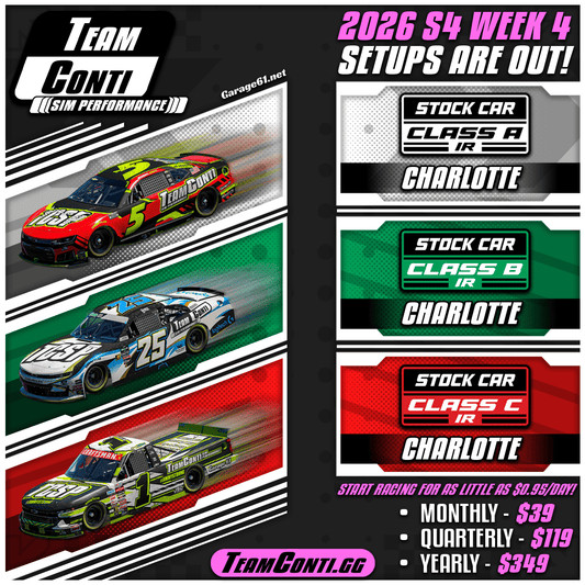 iRacing Season 4 Week 4 Setups Available: Charlotte - Team Conti Sim Performance