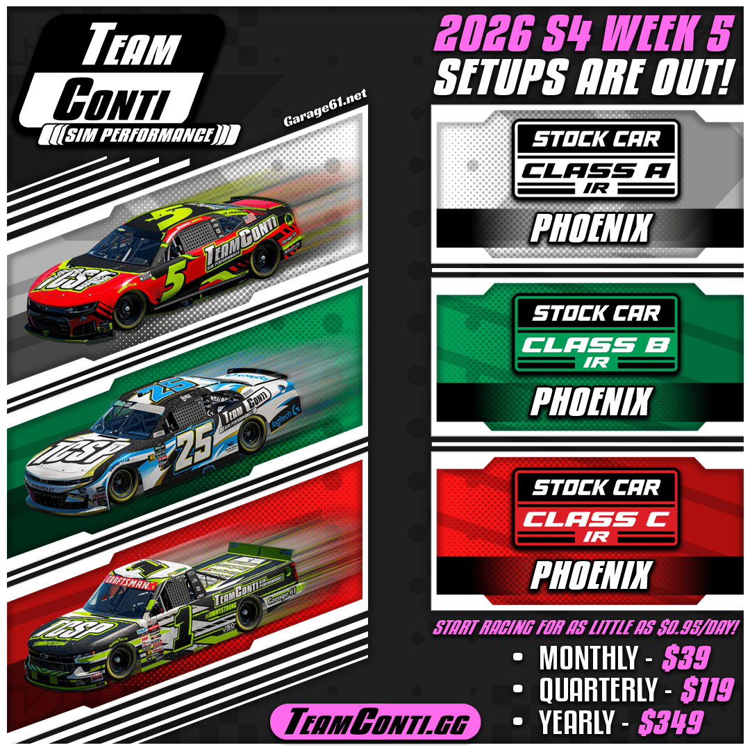 iRacing Season 4 Week 5 Setups Available: Phoenix - Team Conti Sim Performance