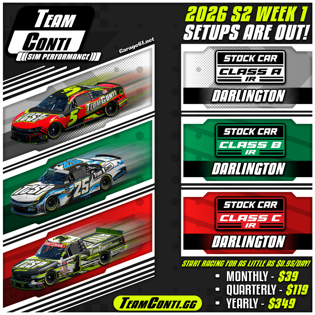 iRacing Setup Release by TCSP I Week 1 of S2 2026 - Team Conti Sim Performance