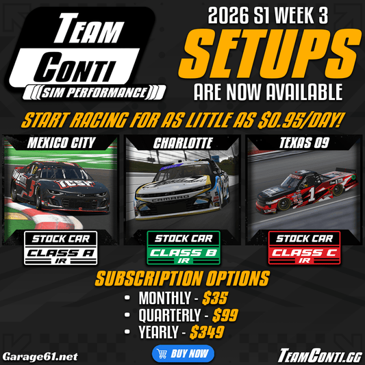 iRacing Setup Release by TCSP I Week 3 of S1 2026 - Team Conti Sim Performance