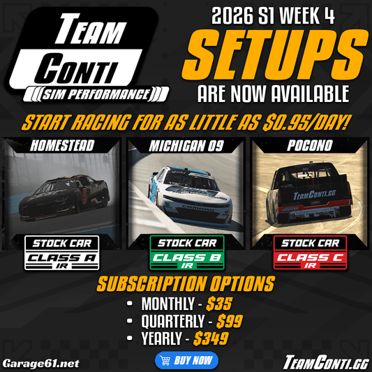 iRacing Setup Release by TCSP I Week 4 of S1 2026 - Team Conti Sim Performance