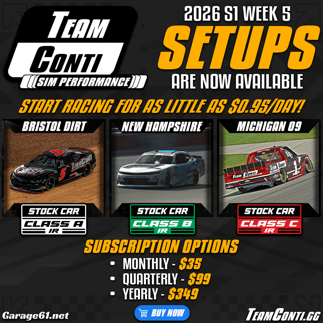 iRacing Setup Release by TCSP I Week 5 of S1 2026 - Team Conti Sim Performance