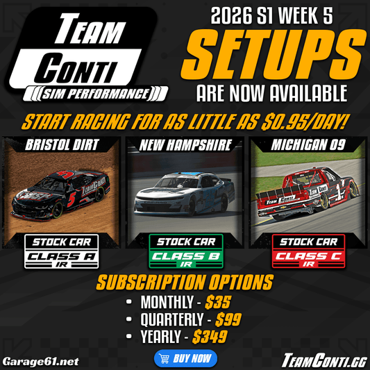 iRacing Setup Release by TCSP I Week 5 of S1 2026 - Team Conti Sim Performance