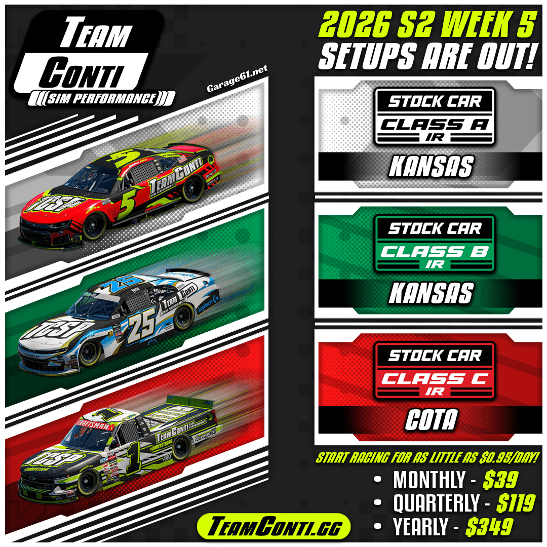 iRacing Setup Release by TCSP I Week 5 of S2 2026 - Team Conti Sim Performance