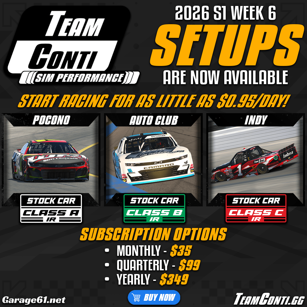 iRacing Setup Release by TCSP I Week 6 of S1 2026 - Team Conti Sim Performance