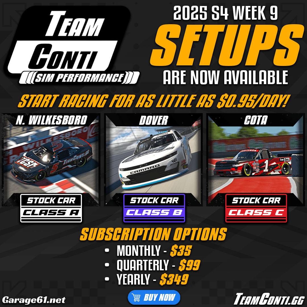 iRacing Setup Release by TCSP I Week 9 of S4 2025 - Team Conti Sim Performance