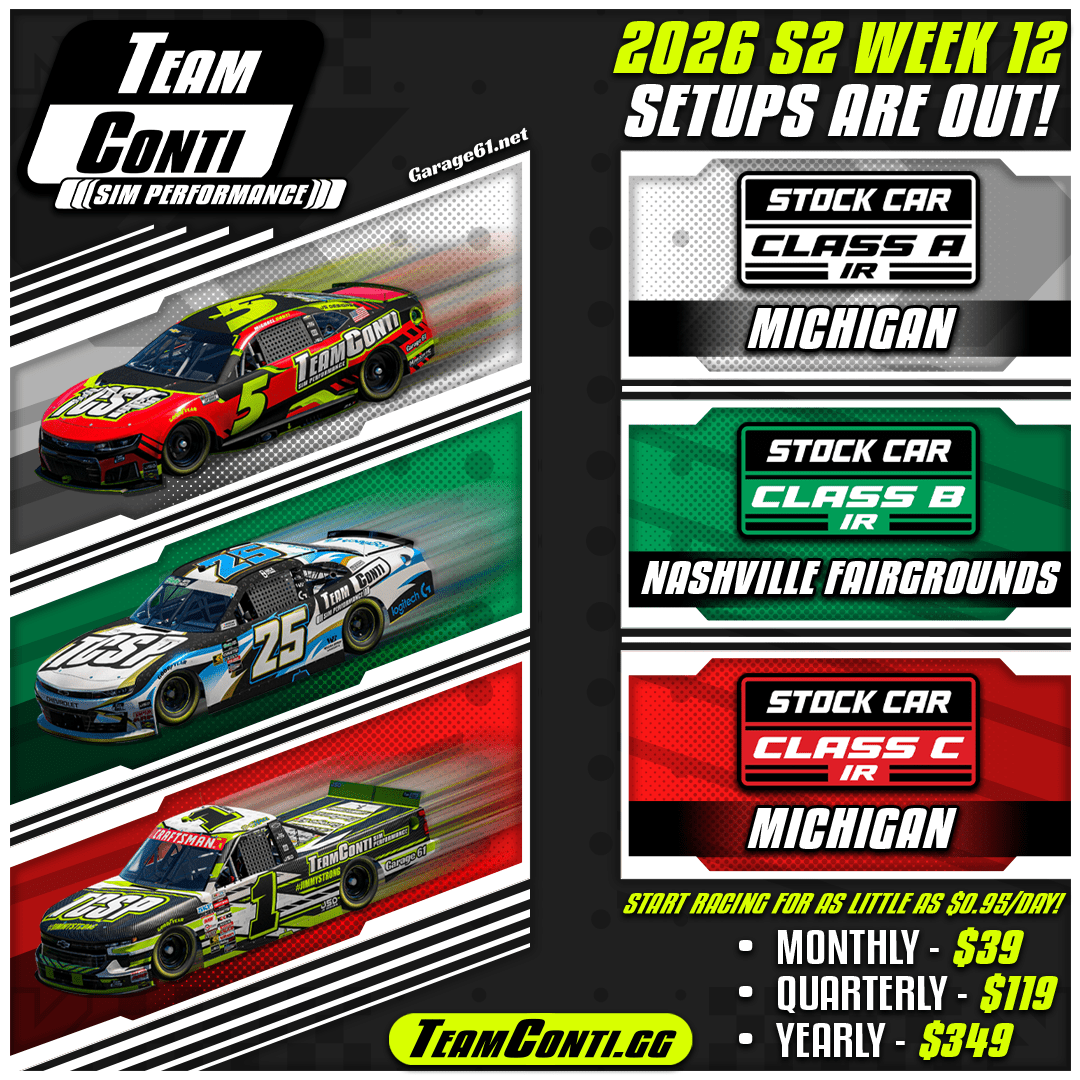 Michigan & Nashville Fairgrounds Setups are Now Available I iRacing I Week 12 of S2 2026 - Team Conti Sim Performance