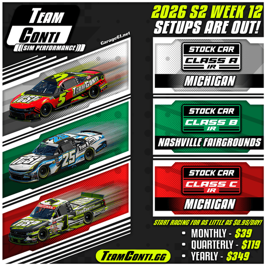Michigan & Nashville Fairgrounds Setups are Now Available I iRacing I Week 12 of S2 2026 - Team Conti Sim Performance
