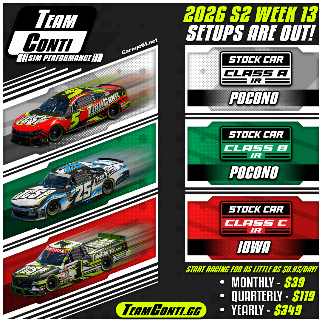 Pocono & Iowa Setups are Now Available I iRacing I Week 13 of S2 2026 - Team Conti Sim Performance