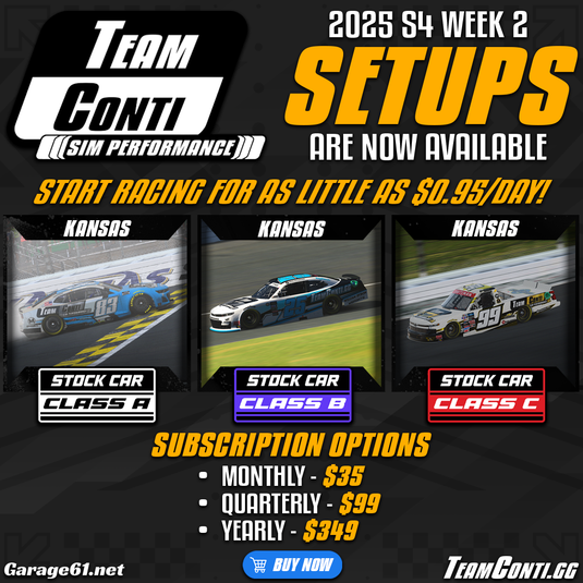 Conti Sim Racing iRacing Class A (NextGen Cup) Setup Packs – Team Conti Sim Performance