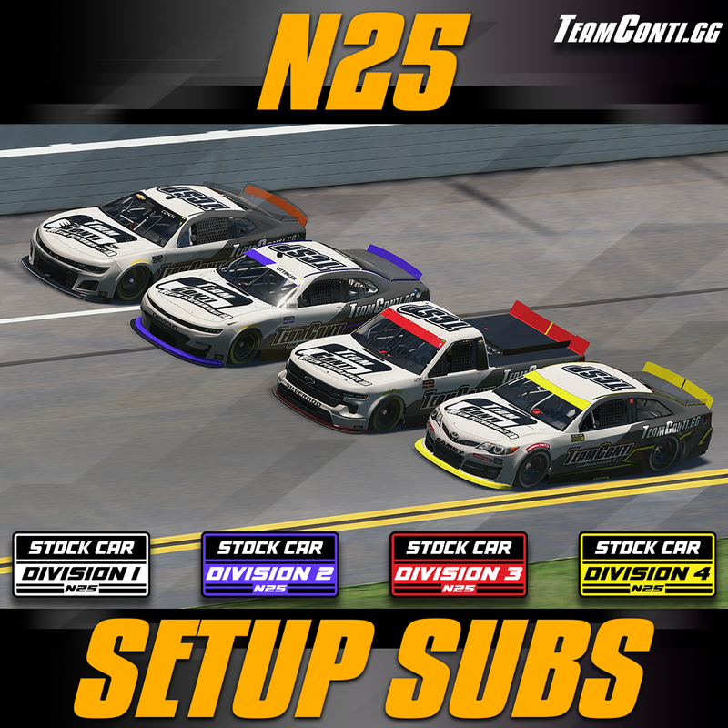 NASCAR 25 (Xfinity) Setup Packs – Team Conti Sim Performance